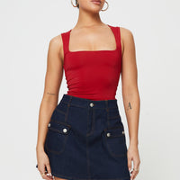Mirrow Denim Mini Skirt Dark Wash
