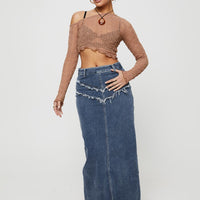 Lune Denim Maxi Skirt Blue