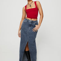 Batkins Maxi Skirt Dark Wash Denim