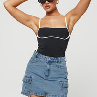 Maberley Denim Mini Skirt Mid Wash