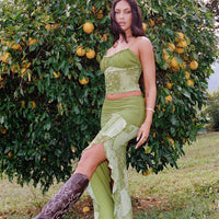 Sharifa Patchwork Maxi Skirt Green