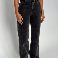 Karlina High Rise Straight Leg Jeans Charcoal