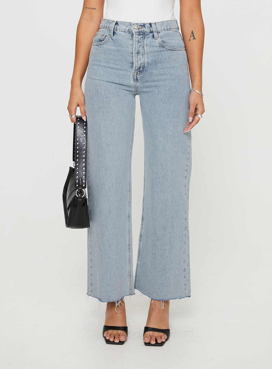 Fawcett High Rise Straight Leg Jeans Light Blue Wash Denim Tall