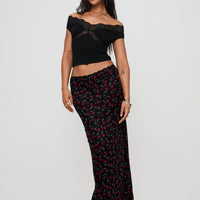 Donabella Mesh Maxi Skirt Black / Red