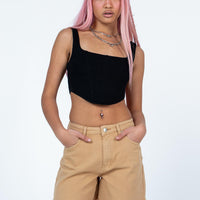 Caral Denim Shorts Tan