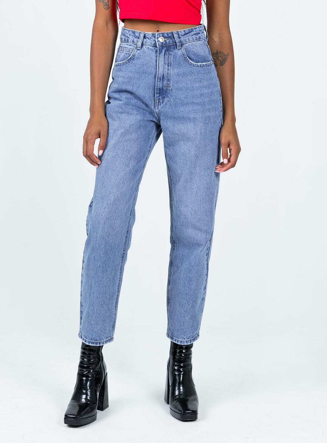 Leta Straight Leg Denim Jeans Mid Blue