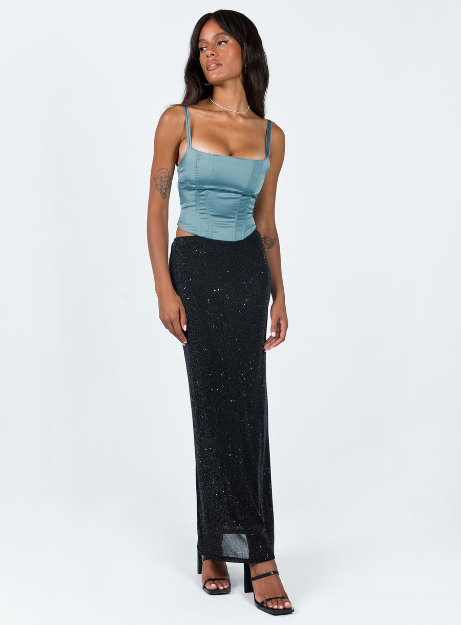 Harriette Maxi Skirt Black Lurex