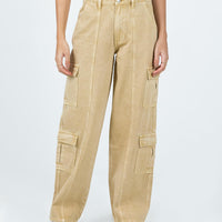 Locksley Mid Rise Baggy Cargo Jeans Beige