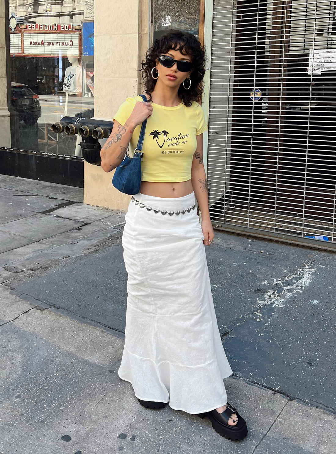 Raven Mid Rise Maxi Skirt White