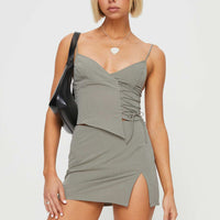 Untouched Lace Up Mini Skirt Grey