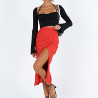 Mabel Midi Skirt Red