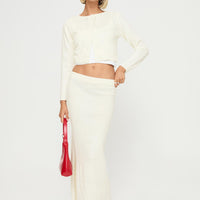Collase Knit Maxi Skirt Cream