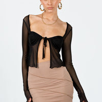 Oscar Mesh Mini Skirt Beige