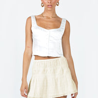 Crinkle Cotton Mini Skirt Ivory