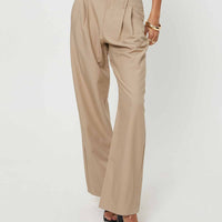 Caley Asymmetric Waistband Pants Beige