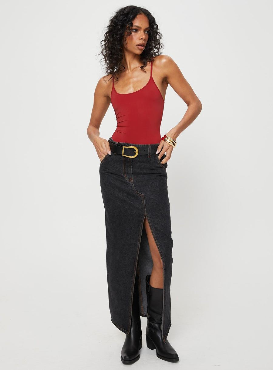 Barbara Split Midi Skirt Charcoal