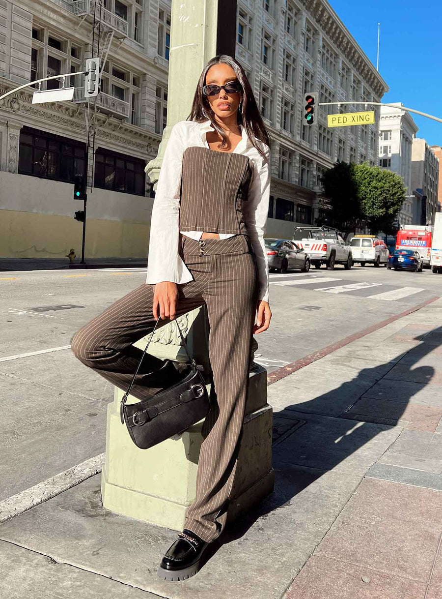 Motel Navida Trouser Pinstripe Brown