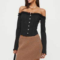 Bronwen Asymmetrical Mini Skirt Brown