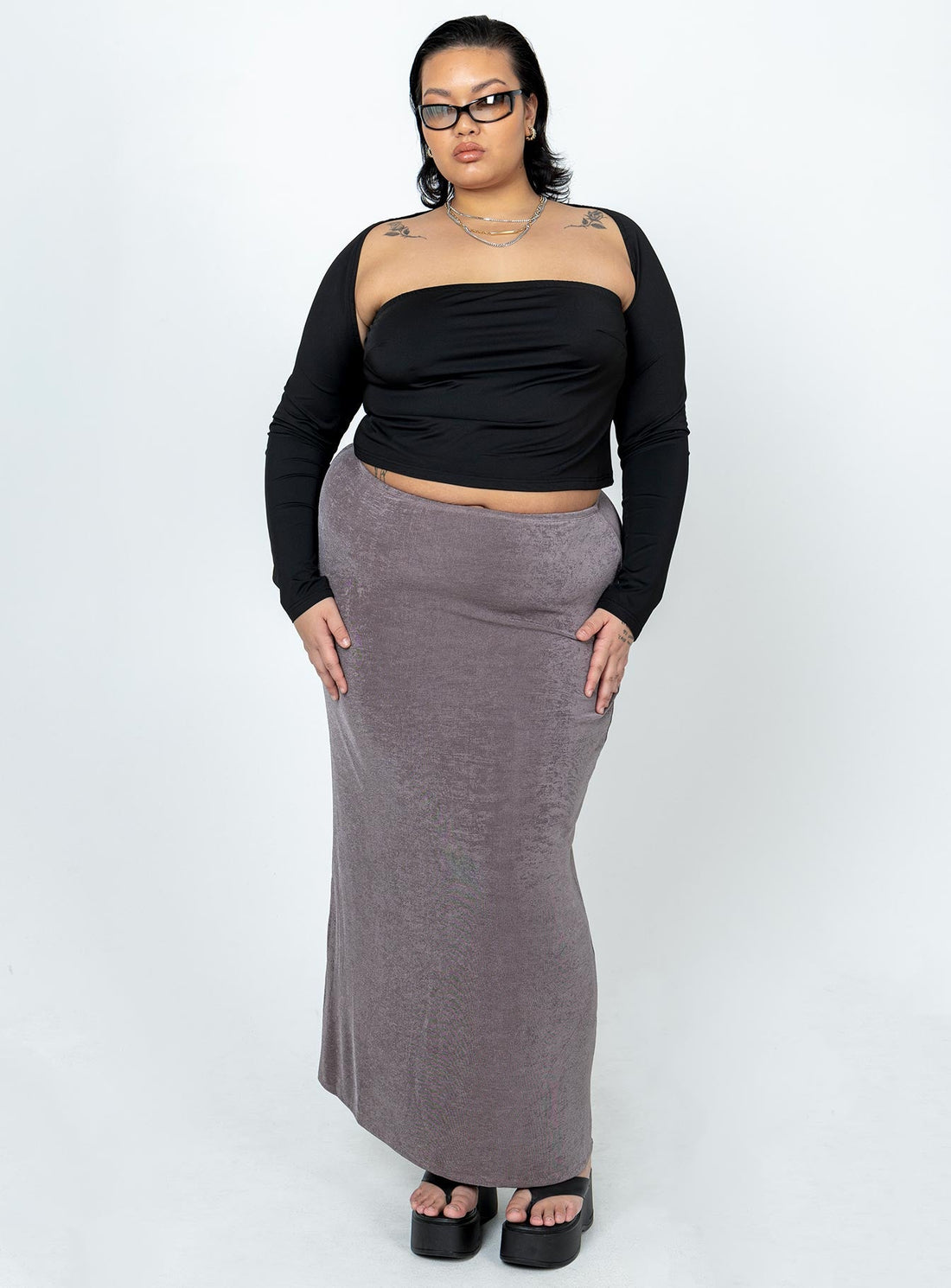 Harriette Maxi Skirt Slate Grey Curve