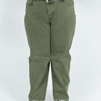 Holly Asymmetric Straight Leg Jean Green Denim Curve