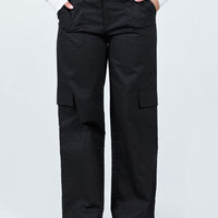 Luna Mid Rise Cargo Pants Black