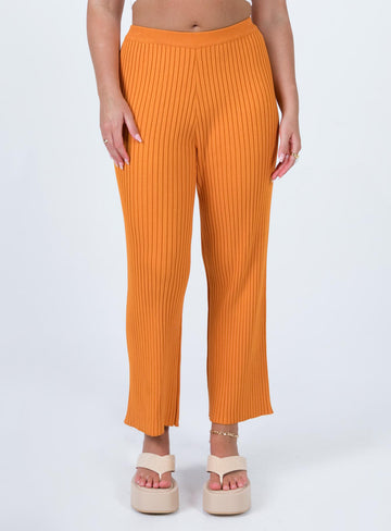 Ginny Ribbed Knit Pants Orange