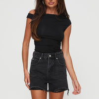 Laurena Denim Shorts Washed Black