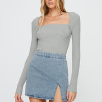Lolita Mini Skirt Mid Wash Denim
