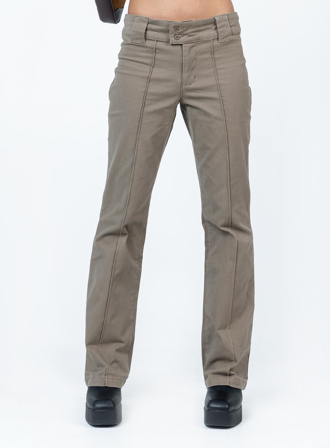 Bass Drop Mid Rise Bootleg Pant Khaki