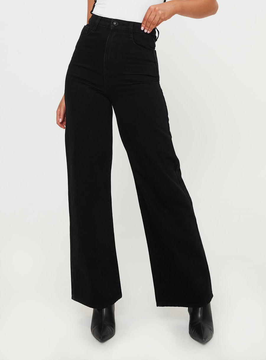 Nicolo High Rise Straight Leg Jeans Black