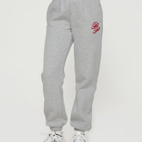 Princess Polly Track Pants Cursive Text Grey Marle/ Red
