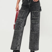 Malachie High Rise Jeans Black Acid Wash