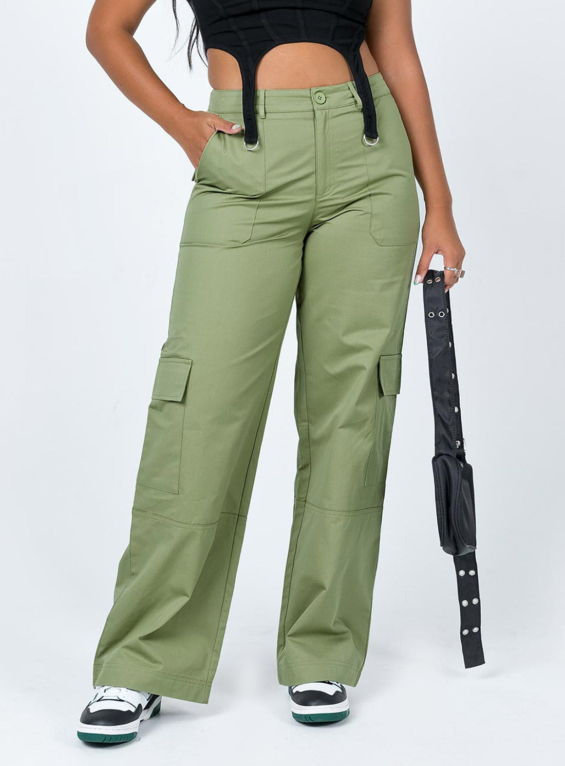 Luna Mid Rise Cargo Pants Green