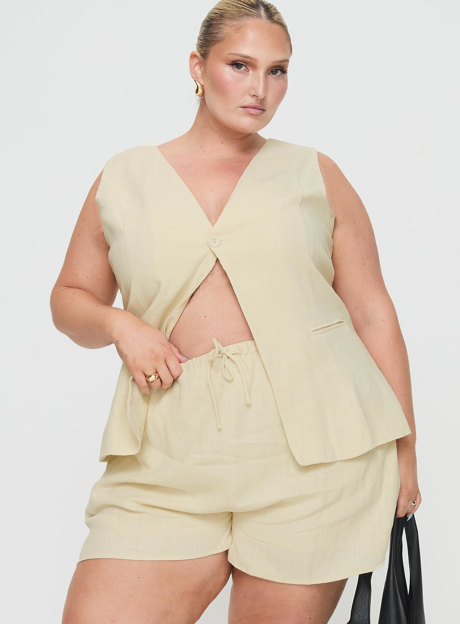 This Summer Linen Blend Shorts Sand Curve