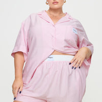 Early Riser Sleep Shorts Pink Stripe Curve