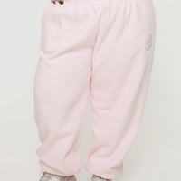 Princess Polly Track Pants Script Baby Pink / Grey Curve
