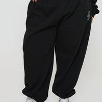 Princess Polly Track Pants Script Black / Ivory Curve