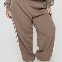 Princess Polly Track Pants Stripe Taupe / White Curve