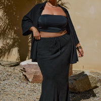 Mercer Linen Blend Maxi Skirt Black Curve