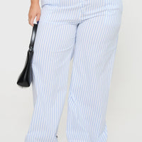 Collied Low Rise Pants Blue / White Stripe Curve