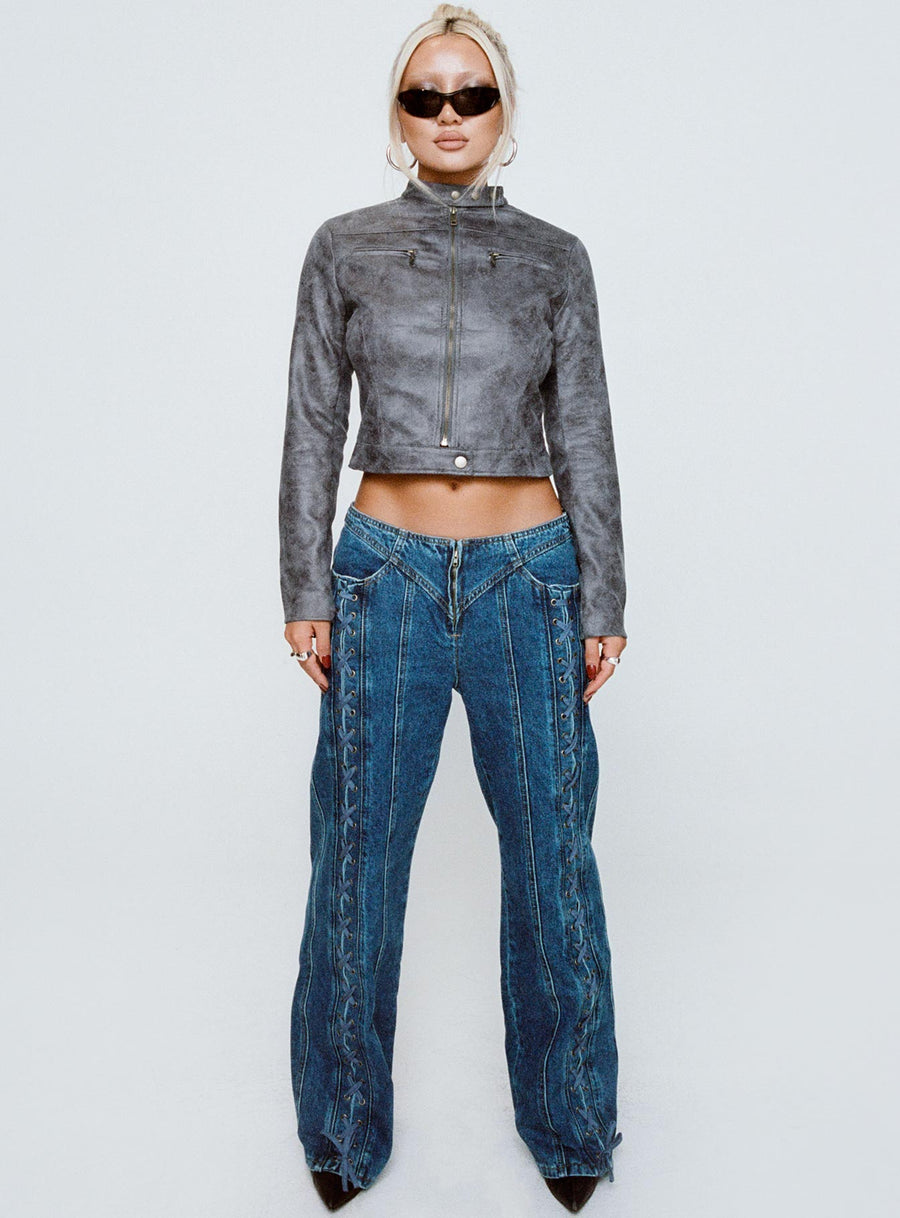Day Dream Mid Rise Straight Leg Jeans Dark Blue Wash