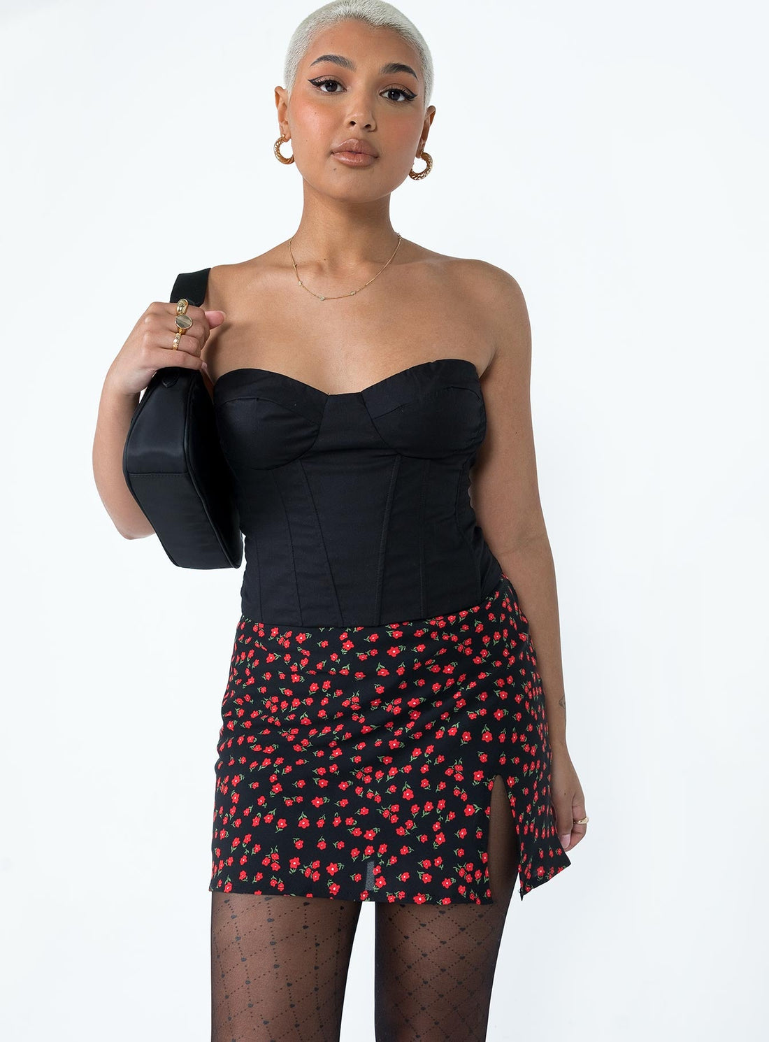 Kerri Mini Skirt Black Floral