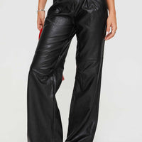 Herro Faux Leather Pants Washed Black
