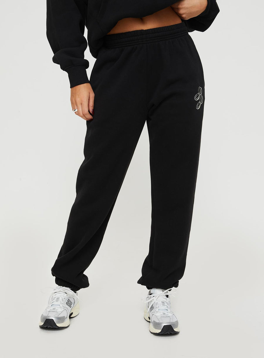Princess Polly Track Pants Script Black / Ivory