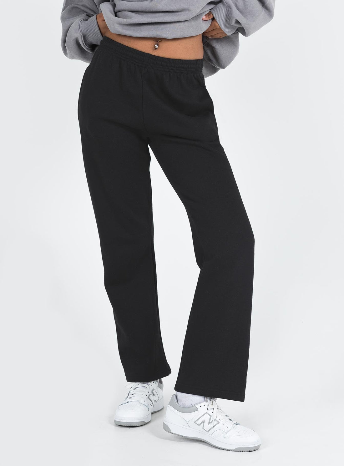 Arya Straight Leg Track Pants Black