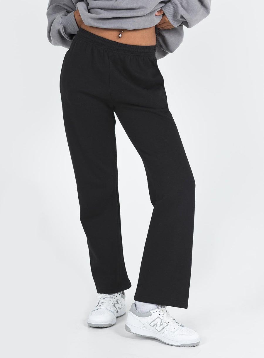 Arya Straight Leg Track Pants Black