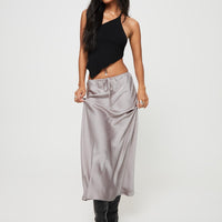 Lolie Bias Cut Midi Skirt Oyster
