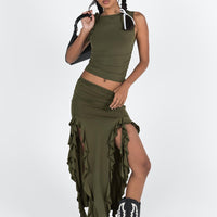 Rendezvous Maxi Skirt Olive