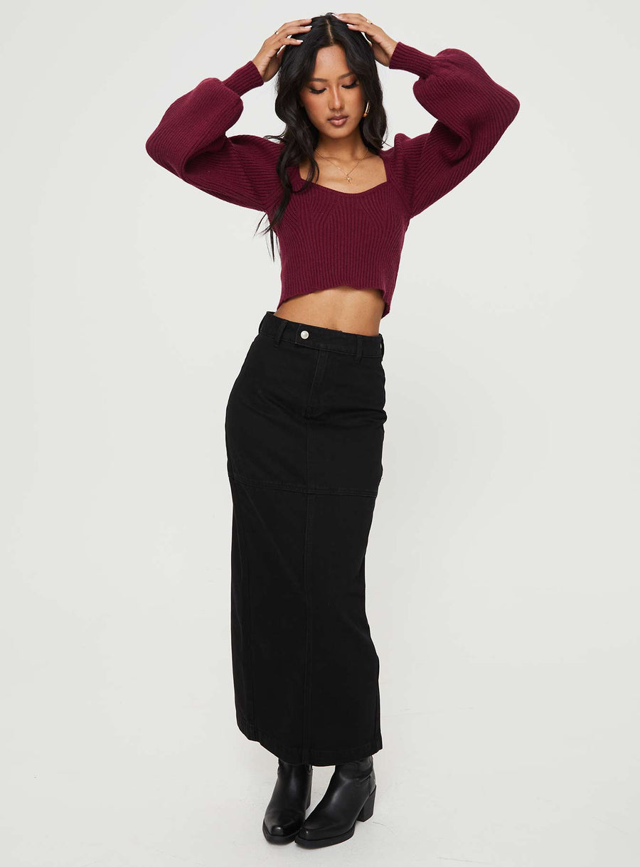 Markanna Denim Midi Skirt Black