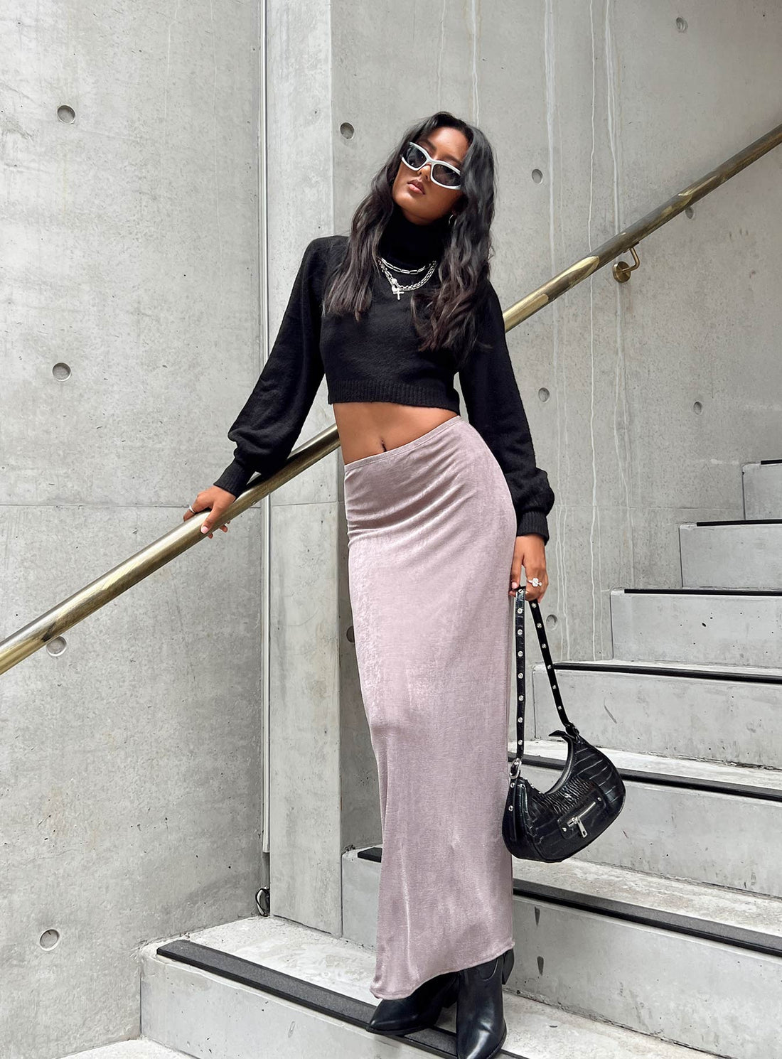Harriette Maxi Skirt Slate Grey